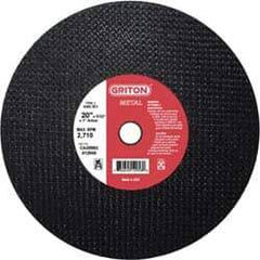 Made in USA - 20" 36 Grit Aluminum Oxide Cutoff Wheel - 5/32" Thick, 1" Arbor, 2,710 Max RPM, Use with Stationary Tools - Exact Industrial Supply