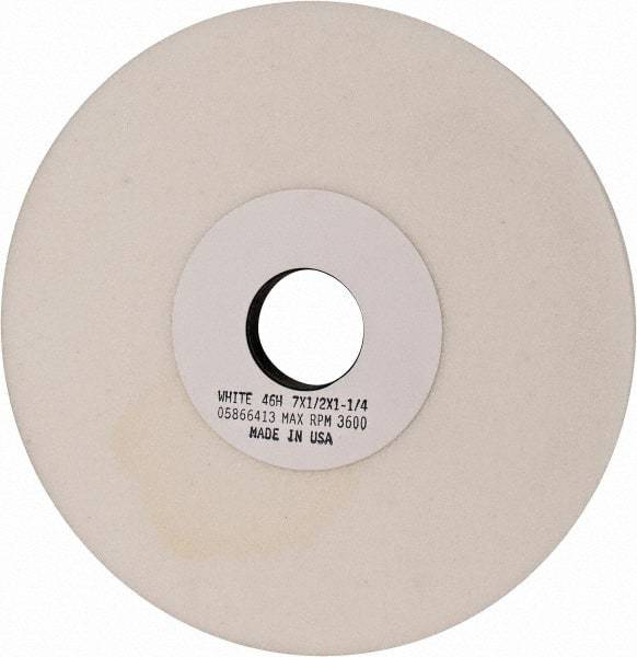 Grier Abrasives - 7" Diam x 1-1/4" Hole x 1/2" Thick, H Hardness, 46 Grit Surface Grinding Wheel - Aluminum Oxide, Type 1, Coarse Grade, 3,600 Max RPM, Vitrified Bond, No Recess - Exact Industrial Supply