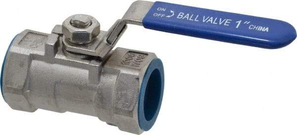 Value Collection - 1" Pipe, Standard Port, Stainless Steel Standard Ball Valve - 1 Piece, Inline - One Way Flow, FNPT x FNPT Ends, Lever Handle, 400 WOG - Exact Industrial Supply