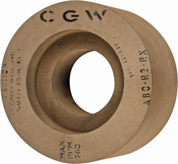 Camel Grinding Wheels - 6" Wide x 12" Diam, Type 7 Feed Regulating Wheel - 5" Hole Size, 80 Grit, Hardness R, 7-1/2" Diam x 1-1/2" Deep Recess, 7-1/2" Diam x 1-1/2" Deep Opposite Side Recess - Exact Industrial Supply