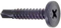 Buildex - #12, Pancake Head, Phillips Drive, 1" Length Under Head, #3 Point, Self Drilling Screw - Steel - Exact Industrial Supply