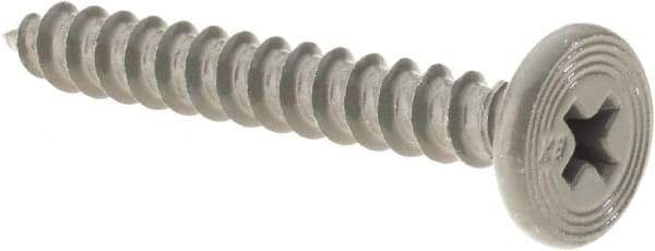 Buildex - #10 Pancake Head Phillips Sheet Metal Screw - Steel, 1-1/2" Length Under Head - Exact Industrial Supply