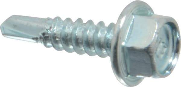 Buildex - #10, Hex Washer Head, Hex Drive, 3/4" Length Under Head, #3 Point, Self Drilling Screw - Steel - Exact Industrial Supply