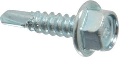 Buildex - #10, Hex Washer Head, Hex Drive, 3/4" Length Under Head, #3 Point, Self Drilling Screw - Steel - Exact Industrial Supply