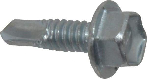 Buildex - #10, Hex Washer Head, Hex Drive, 5/8" Length Under Head, #2 Point, Self Drilling Screw - Steel - Exact Industrial Supply