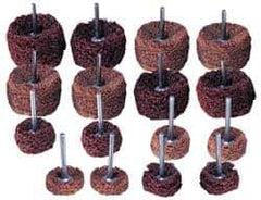 Superior Abrasives - 1 & (2) 1-1/2" Diam Scrubber Buffing Wheel Set - Shank Included - Exact Industrial Supply