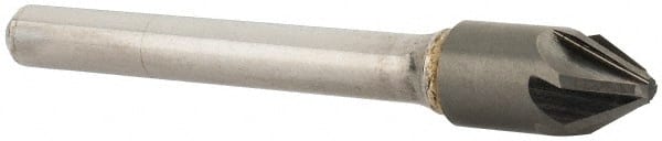 SGS - 3/8" Head Diam, 1/4" Shank Diam, 6 Flute 60° Solid Carbide Countersink - Exact Industrial Supply