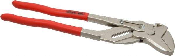 Knipex - 12" OAL, 2-3/8" Max Capacity, 13 Position Pipe Wrench Tongue & Groove Pliers - Smooth Smooth Jaws, Standard Head - Exact Industrial Supply