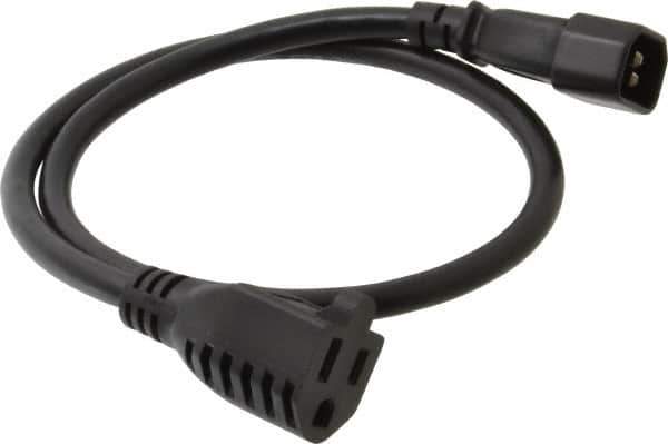 Tripp-Lite - 2' Long, IEC-320-C14/NEMA 5-15R Female Computer Cable - Black, Male x Female - Exact Industrial Supply