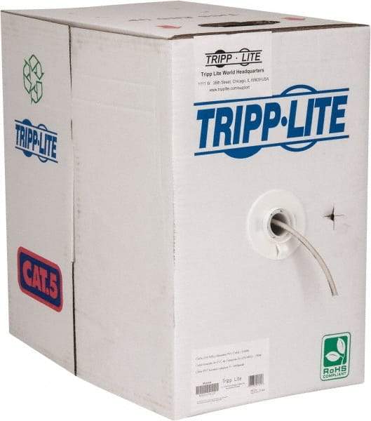 Tripp-Lite - Cat5e, 24 AWG, 350 MHz, Unshielded Network & Ethernet Cable - Gray, PVC, 1,000' OAL - Exact Industrial Supply