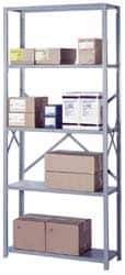 Lyon - 5 Shelf Add-On Open Steel Shelving - 1,300 Lb Capacity, 36" Wide x 84" High x 12" Deep, Gray - Exact Industrial Supply