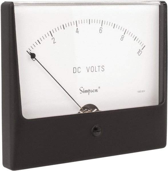Simpson Electric - Analog, DC Voltmeter, Panel Meter - 60 Hz, 1000 Ohms at 60 Hz, 10 VDC - Exact Industrial Supply