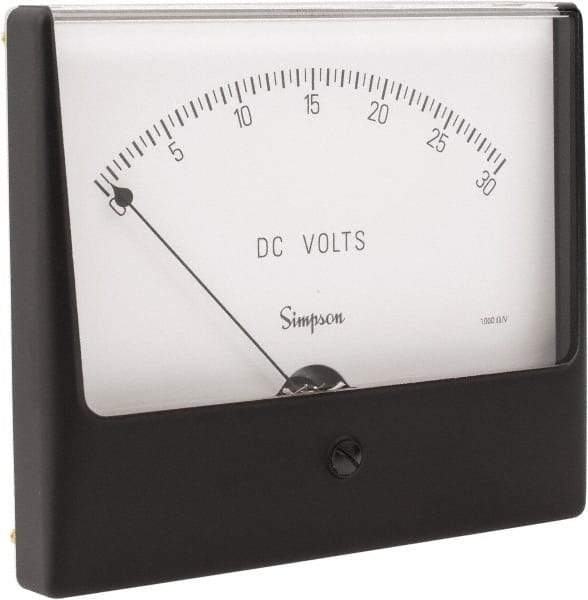 Simpson Electric - Analog, DC Voltmeter, Panel Meter - 60 Hz, 1000 Ohms at 60 Hz, 30 VDC - Exact Industrial Supply