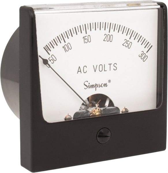 Simpson Electric - Analog, AC Voltmeter, Panel Meter - 60 Hz, 50000 Ohms at 60 Hz, 300 VAC - Exact Industrial Supply