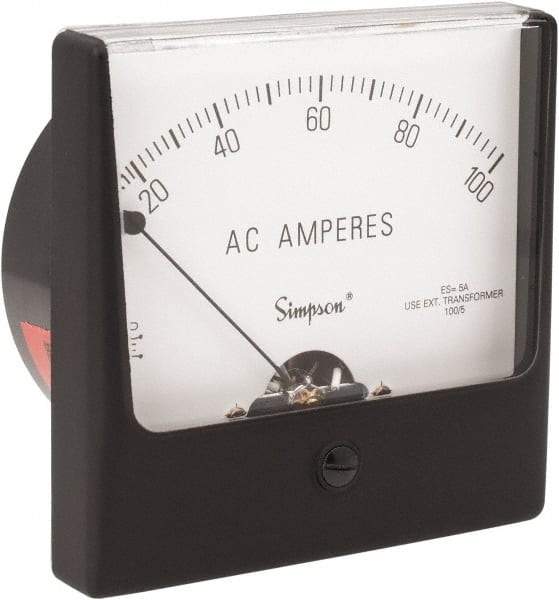 Simpson Electric - Analog, AC Ammeter, Panel Meter - 60 Hz, 0.008 Ohms at 60 Hz - Exact Industrial Supply