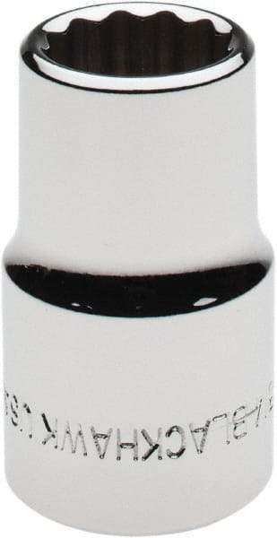 Blackhawk by Proto - 1/2" Drive, Standard Hand Socket - 12 Points, 1-1/2" OAL, Chrome Finish - Exact Industrial Supply