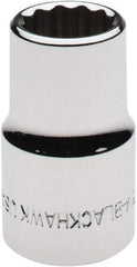 Blackhawk by Proto - 1/2" Drive, Standard Hand Socket - 12 Points, 1-1/2" OAL, Chrome Finish - Exact Industrial Supply