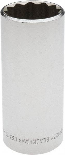 Blackhawk by Proto - 1/2" Drive, Deep Hand Socket - 12 Points, 3-3/32" OAL, Chrome Finish - Exact Industrial Supply