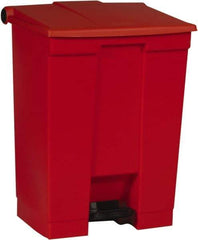 Rubbermaid - 18 Gal Rectangle Unlabeled Trash Can - 26-1/2" High x 19-3/4" Long x 16-1/8" Wide, Red, High-Density Polyethylene - Exact Industrial Supply