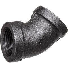 Black Pipe Fittings; Fitting Type: Elbow; Fitting Size: 2-1/2″; Material: Malleable Iron; Finish: Black; Fitting Shape: 45 ™ Elbow; Thread Standard: NPT; Connection Type: Threaded; Lead Free: No; Standards: ASME ™B1.2.1;  ™ASME ™B16.3;  ™UL Listed