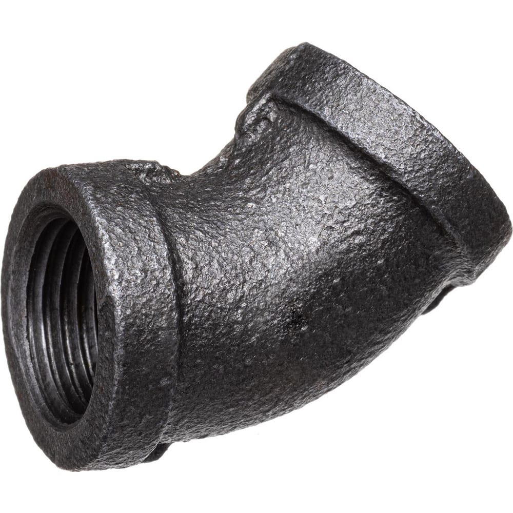 Black Pipe Fittings; Fitting Type: Elbow; Fitting Size: 1/8″; Material: Malleable Iron; Finish: Black; Fitting Shape: 45 ™ Elbow; Thread Standard: NPT; Connection Type: Threaded; Lead Free: No