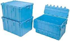Akro-Mils - 17 Gal, 80 Lb Load Capacity Gray Polyethylene Attached-Lid Container - Stacking, Nesting, 24" Long x 19-1/2" Wide x 12-1/2" High, Lid Included - Exact Industrial Supply
