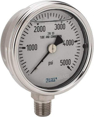 Wika - 2-1/2" Dial, 1/4 Thread, 0-5,000 Scale Range, Pressure Gauge - Lower Connection Mount, Accurate to 2-1-2% of Scale - Exact Industrial Supply