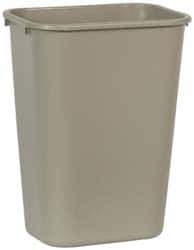 Rubbermaid - 41 Qt Beige Rectangle Trash Can - Polyethylene, 19-7/8" High x 15-1/4" Long x 11" Wide - Exact Industrial Supply