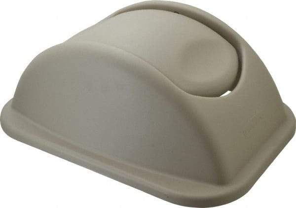 Rubbermaid - Dome Lid for Use with Rectangular Trash Cans - Beige, Polypropylene, For Untouchable Trash Cans - Exact Industrial Supply