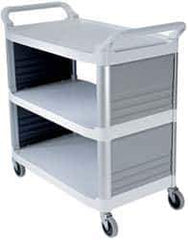 Rubbermaid - 300 Lb Capacity, 20" Wide x 40-5/8" Long x 39-13/16" High Standard Utility Cart - 3 Shelf, Plastic - Exact Industrial Supply