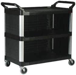 Rubbermaid - 300 Lb Capacity, 20" Wide x 40-5/8" Long x 41-13/16" High Standard Utility Cart - 3 Shelf, Plastic - Exact Industrial Supply