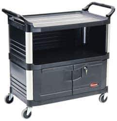 Rubbermaid - 300 Lb Capacity, 3 Shelf Equipment Cart - 20" Wide x 40-5/8" Deep x 37-13/16" High, Polypropylene - Exact Industrial Supply