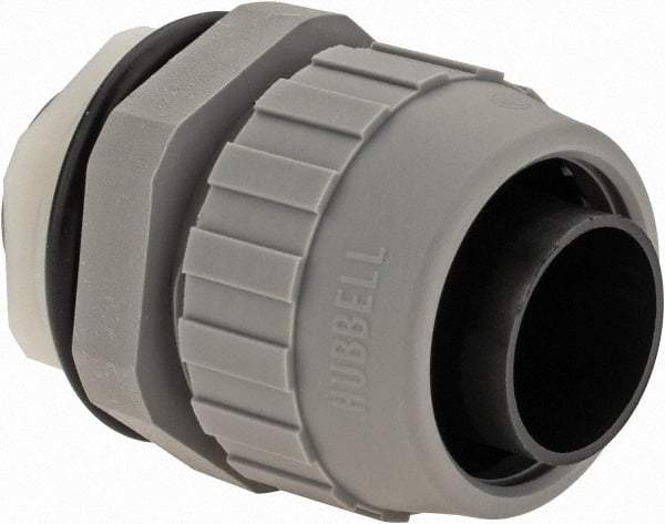 Hubbell Wiring Device-Kellems - 3/4" Trade, Nylon Push In Straight Liquidtight Conduit Connector - Noninsulated - Exact Industrial Supply