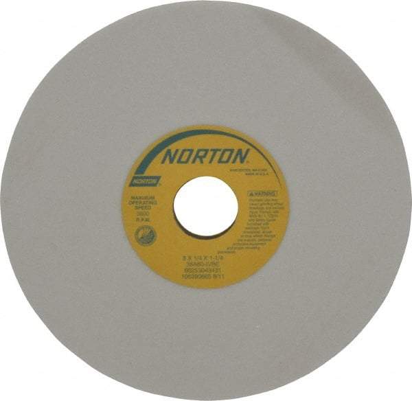 Norton - 8" Diam x 1-1/4" Hole x 1/4" Thick, I Hardness, 60 Grit Surface Grinding Wheel - Aluminum Oxide, Type 1, Medium Grade, 3,600 Max RPM, Vitrified Bond, No Recess - Exact Industrial Supply