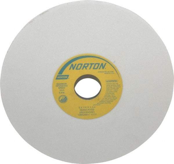 Norton - 8" Diam x 1-1/4" Hole x 1/4" Thick, K Hardness, 80 Grit Surface Grinding Wheel - Aluminum Oxide, Type 1, Medium Grade, 3,600 Max RPM, Vitrified Bond, No Recess - Exact Industrial Supply