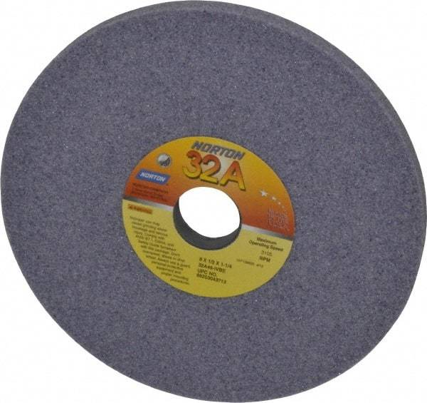 Norton - 8" Diam x 1-1/4" Hole x 1/2" Thick, I Hardness, 46 Grit Surface Grinding Wheel - Aluminum Oxide, Type 1, Coarse Grade, 3,105 Max RPM, Vitrified Bond, No Recess - Exact Industrial Supply