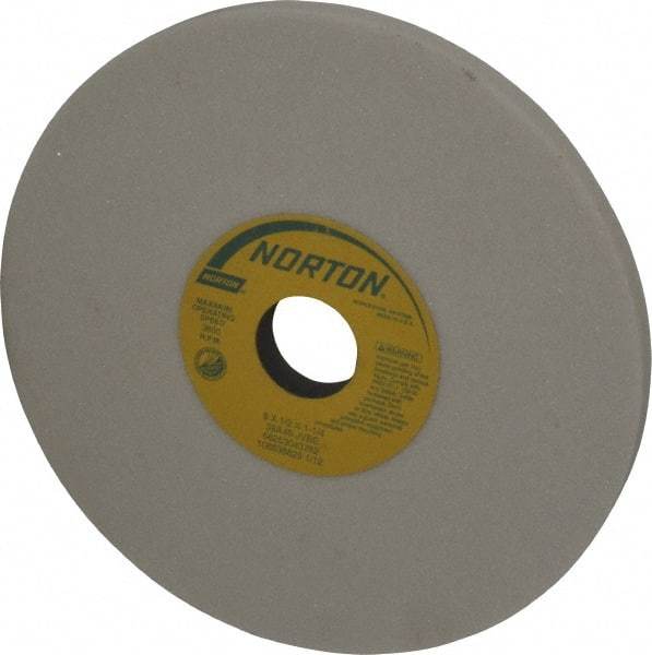 Norton - 8" Diam x 1-1/4" Hole x 1/2" Thick, J Hardness, 46 Grit Surface Grinding Wheel - Aluminum Oxide, Type 1, Coarse Grade, 3,600 Max RPM, Vitrified Bond, No Recess - Exact Industrial Supply