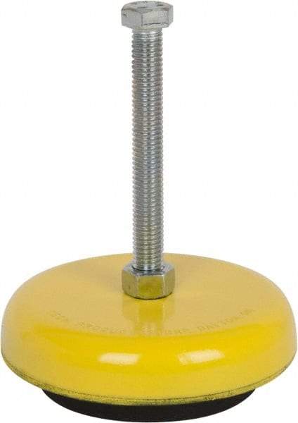 Tech Products - 1000 Lb Capacity, 1/2-13 Thread, Steel Stud, Studded Socket Mount Leveling Mount - 5" Stud Length, 4-3/4" Base Diam, Neoprene Pad, 1/2" Hex - Exact Industrial Supply