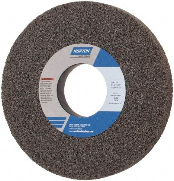 Norton - 10" Diam x 3" Hole x 1" Thick, H Hardness, 46 Grit Surface Grinding Wheel - Aluminum Oxide, Type 1, Coarse Grade, 2,485 Max RPM, Vitrified Bond, No Recess - Exact Industrial Supply