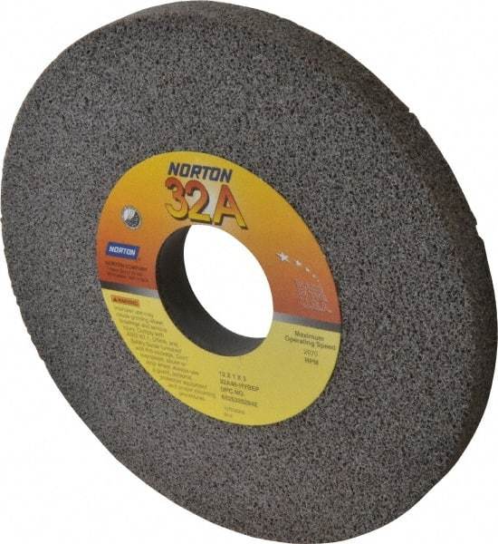 Norton - 12" Diam x 3" Hole x 1" Thick, H Hardness, 46 Grit Surface Grinding Wheel - Aluminum Oxide, Type 1, Coarse Grade, 2,070 Max RPM, Vitrified Bond, No Recess - Exact Industrial Supply