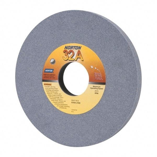 Norton - 12" Diam x 3" Hole x 1" Thick, J Hardness, 60 Grit Surface Grinding Wheel - Aluminum Oxide, Type 1, Medium Grade, 2,070 Max RPM, Vitrified Bond, No Recess - Exact Industrial Supply