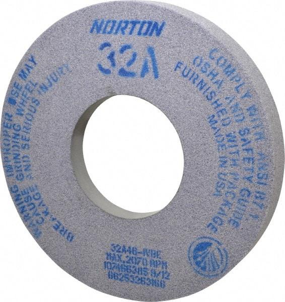 Norton - 12" Diam x 5" Hole x 1-1/2" Thick, I Hardness, 46 Grit Surface Grinding Wheel - Aluminum Oxide, Type 5, Coarse Grade, 2,070 Max RPM, Vitrified Bond, One-Side Recess - Exact Industrial Supply