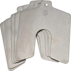 Made in USA - 5 Piece, 3 Inch Long x 3 Inch Wide x 0.05 Inch Thick, Slotted Shim Stock - Stainless Steel, 3/4 Inch Wide Slot - Exact Industrial Supply