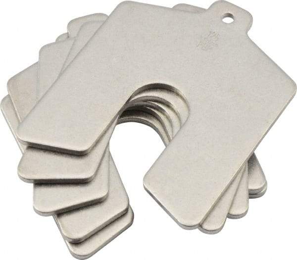 Made in USA - 5 Piece, 3 Inch Long x 3 Inch Wide x 0.125 Inch Thick, Slotted Shim Stock - Stainless Steel, 3/4 Inch Wide Slot - Exact Industrial Supply
