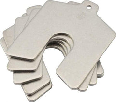 Made in USA - 5 Piece, 3 Inch Long x 3 Inch Wide x 0.125 Inch Thick, Slotted Shim Stock - Stainless Steel, 3/4 Inch Wide Slot - Exact Industrial Supply