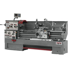 Jet - 18" Swing, 60" Between Centers, 230/460 Volt, Triple Phase Engine Lathe - 7MT Taper, 7-1/2 hp, 25 to 1,800 RPM, 3-1/8" Bore Diam, 40" Deep x 48-7/8" High x 116-1/2" Long - Exact Industrial Supply