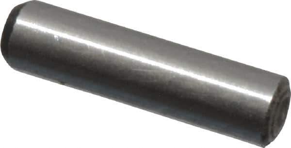 Value Collection - 1/16" Diam x 1/4" Pin Length Grade 8 Alloy Steel Standard Dowel Pin - C 50-58 Hardness, 800 Lb Breaking Strength, 1 Beveled & 1 Rounded End - Exact Industrial Supply