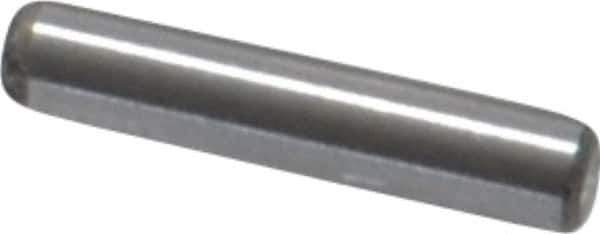 Value Collection - 1/16" Diam x 5/16" Pin Length Grade 8 Alloy Steel Standard Dowel Pin - C 50-58 Hardness, 800 Lb Breaking Strength, 1 Beveled & 1 Rounded End - Exact Industrial Supply