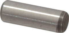 Value Collection - 1/8" Diam x 3/8" Pin Length Grade 8 Alloy Steel Standard Dowel Pin - C 50-58 Hardness, 3,200 Lb Breaking Strength, 1 Beveled & 1 Rounded End - Exact Industrial Supply