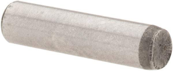 Value Collection - 1/8" Diam x 1/2" Pin Length Grade 8 Alloy Steel Standard Dowel Pin - C 50-58 Hardness, 3,200 Lb Breaking Strength, 1 Beveled & 1 Rounded End - Exact Industrial Supply